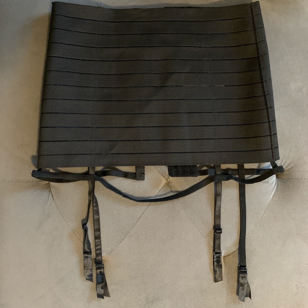 Black bondage style garter belt skirt